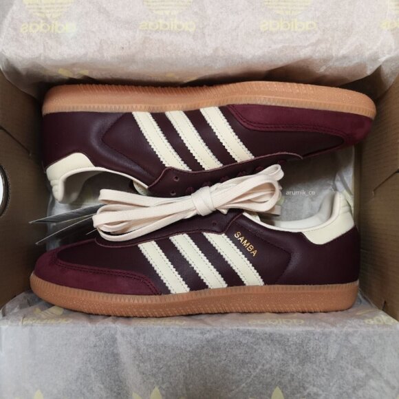 adidas Originals Samba OG Maroon Cream White Women's Size ID0477 - Picture 4 of 11